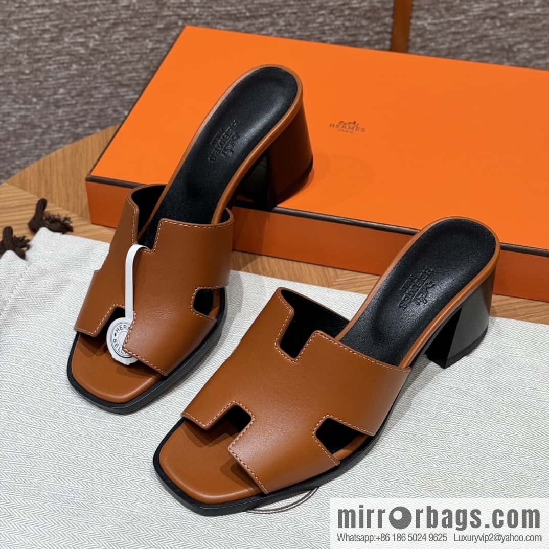 HERMES 308 Helia 60 Sandals, Calfskin/Natural/Naturel