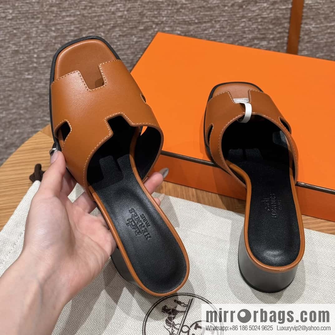 HERMES 308 Helia 60 Sandals, Calfskin/Natural/Naturel