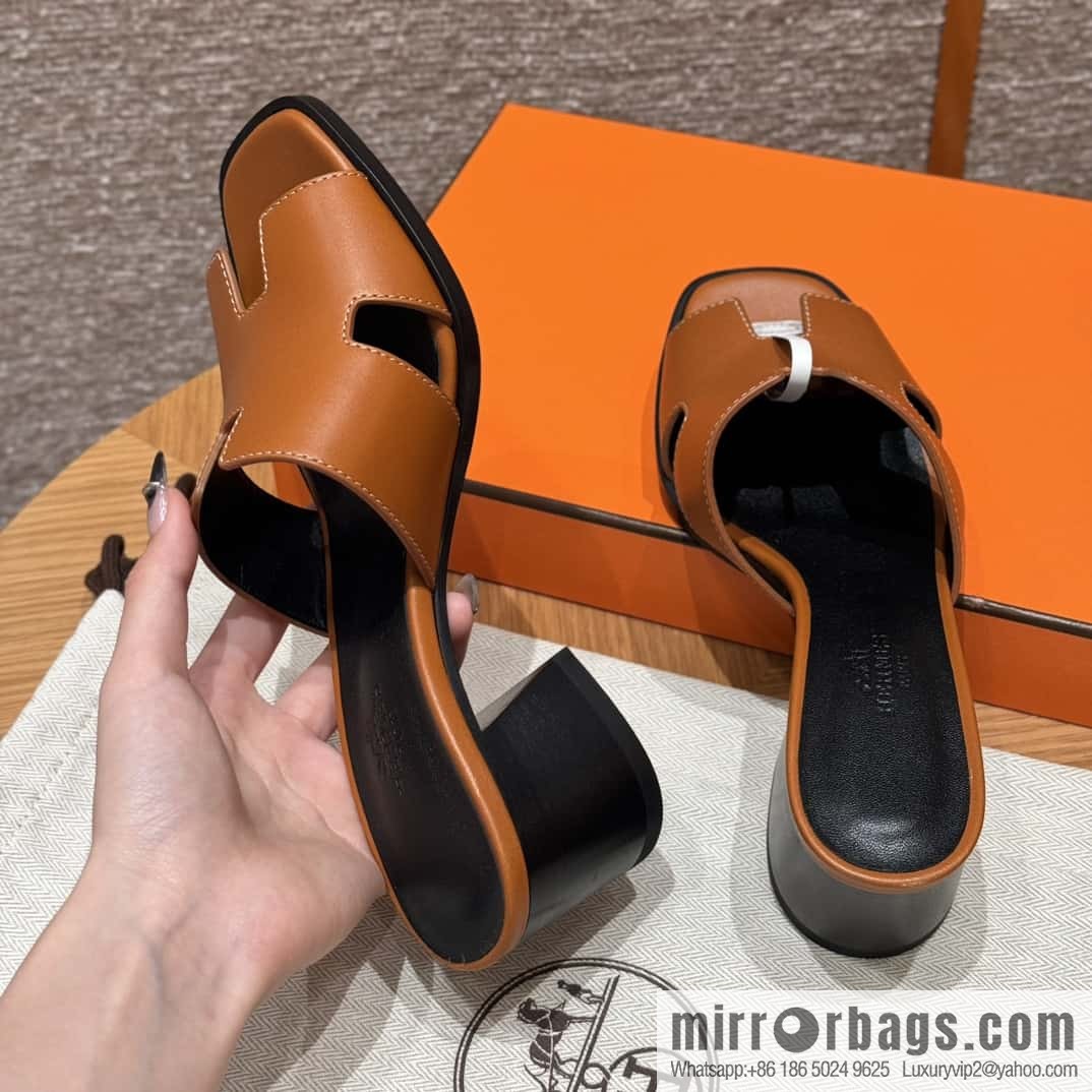 HERMES 308 Helia 60 Sandals, Calfskin/Natural/Naturel