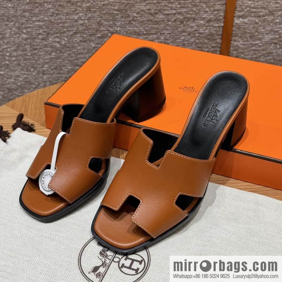 HERMES 308 Helia 60 Sandals, Calfskin/Natural/Naturel
