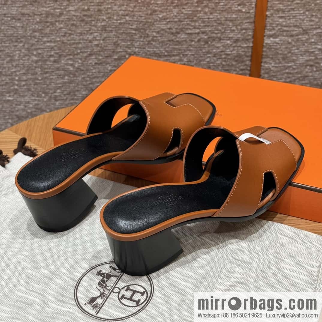 HERMES 308 Helia 60 Sandals, Calfskin/Natural/Naturel