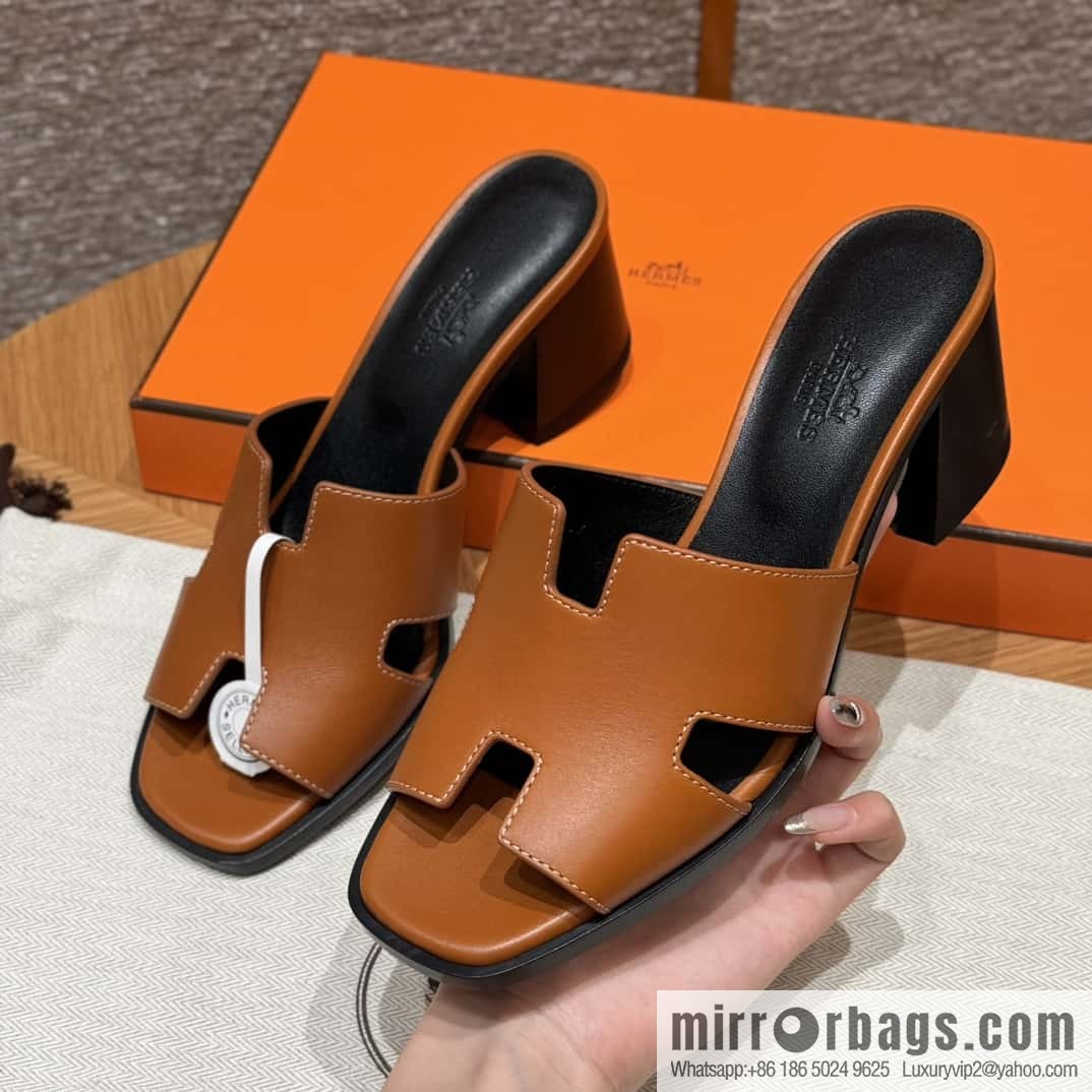 HERMES 308 Helia 60 Sandals, Calfskin/Natural/Naturel