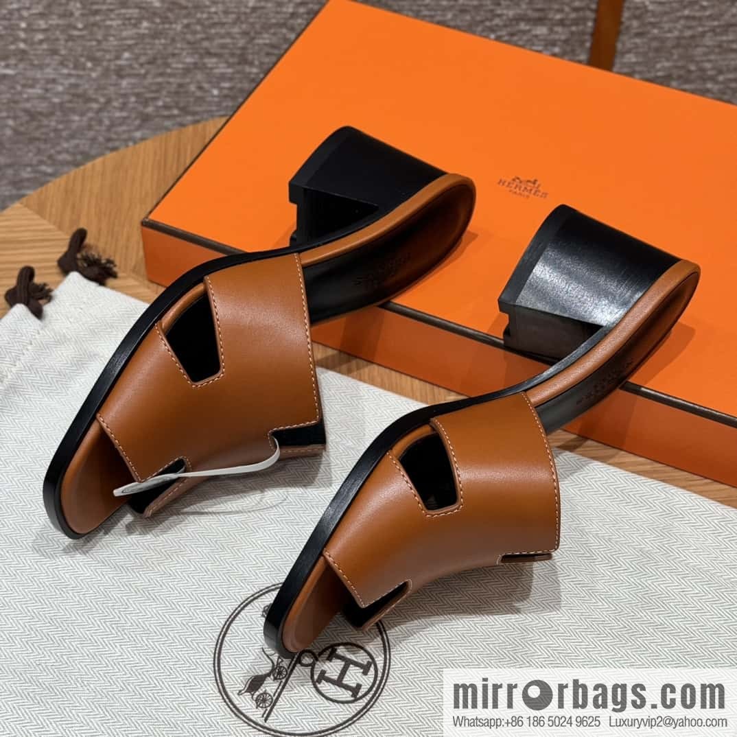 HERMES 308 Helia 60 Sandals, Calfskin/Natural/Naturel