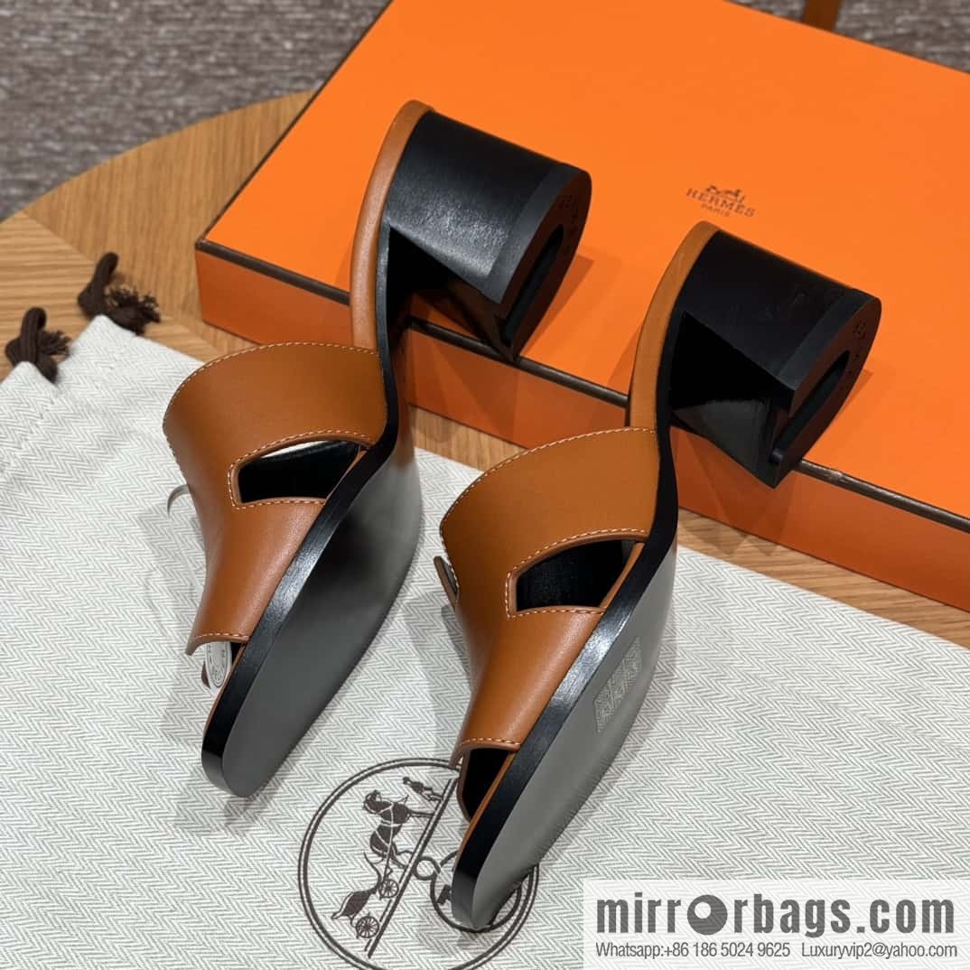 HERMES 308 Helia 60 Sandals, Calfskin/Natural/Naturel