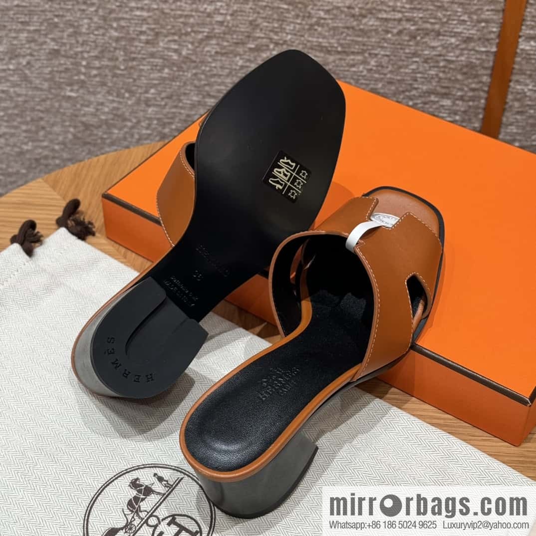 HERMES 308 Helia 60 Sandals, Calfskin/Natural/Naturel
