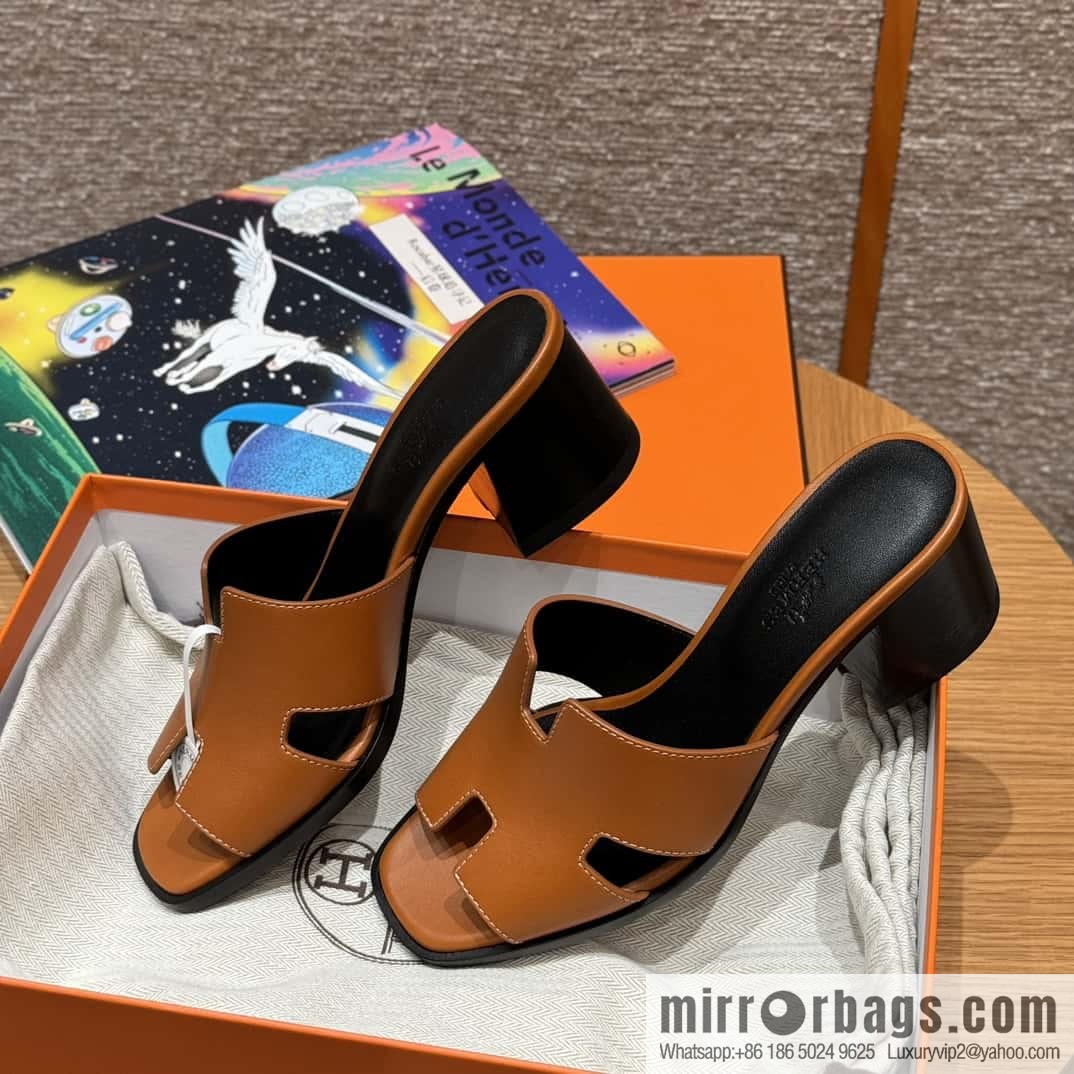 HERMES 308 Helia 60 Sandals, Calfskin/Natural/Naturel