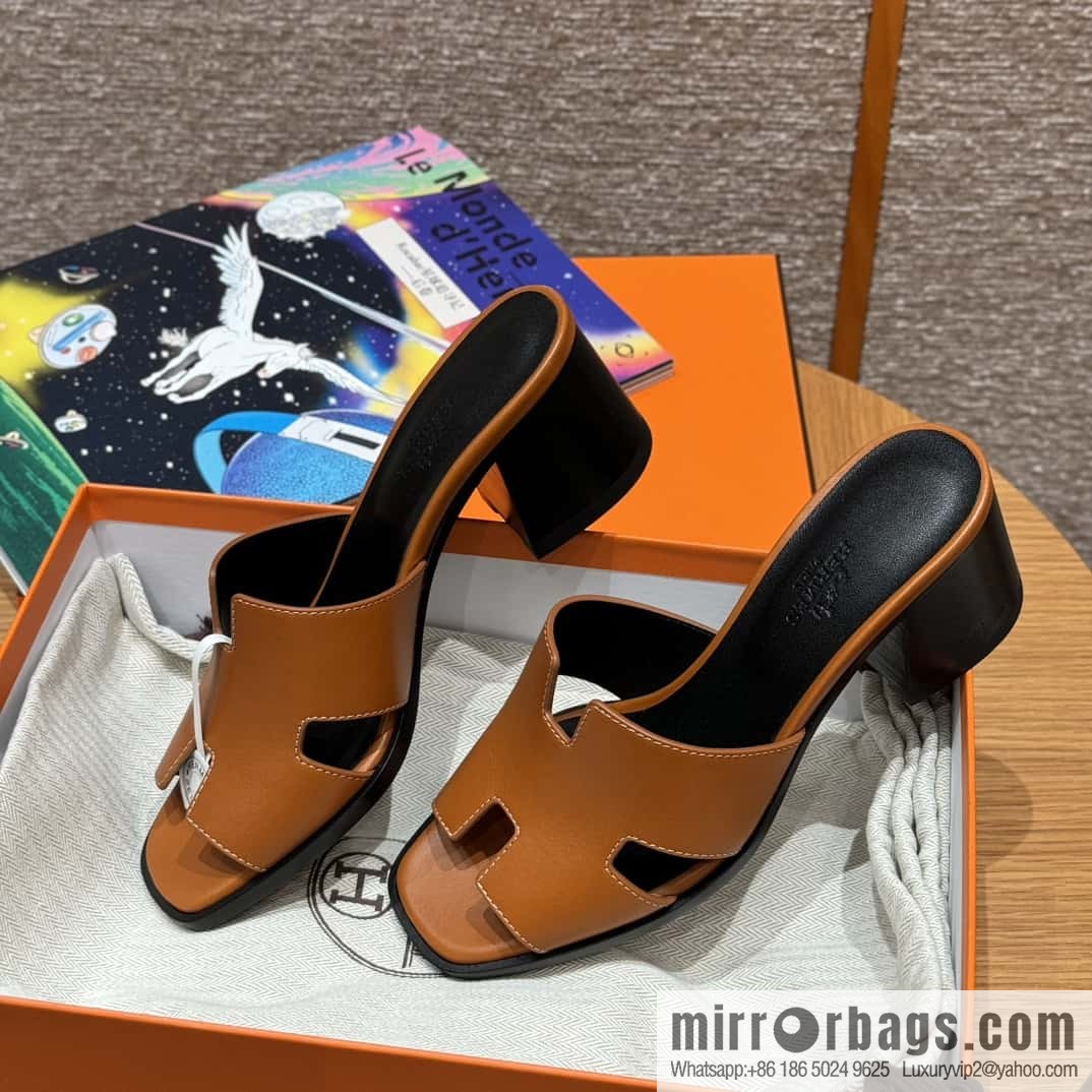 HERMES 308 Helia 60 Sandals, Calfskin/Natural/Naturel