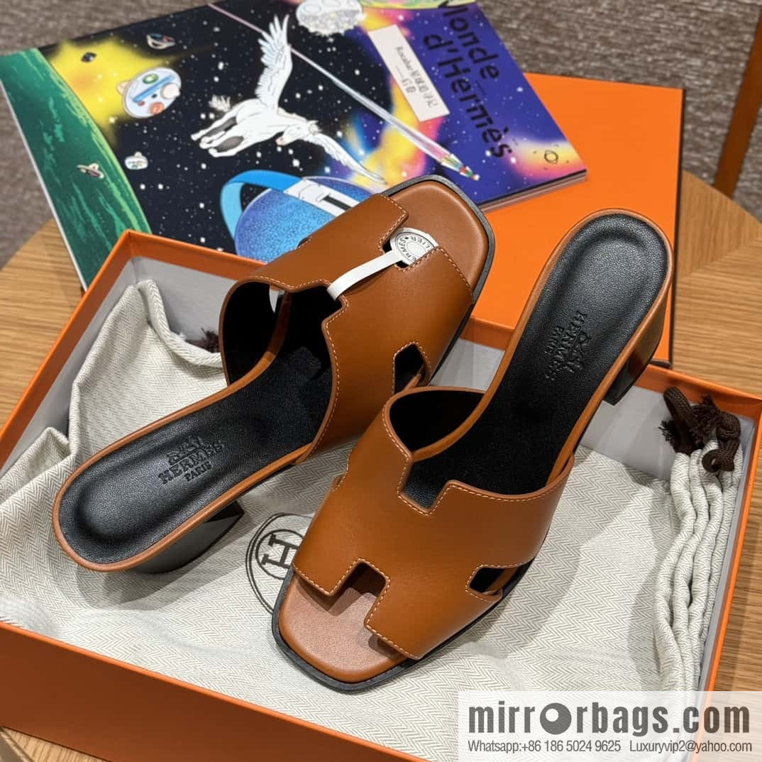 HERMES 308 Helia 60 Sandals, Calfskin/Natural/Naturel
