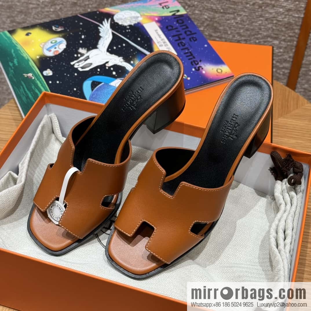 HERMES 308 Helia 60 Sandals, Calfskin/Natural/Naturel