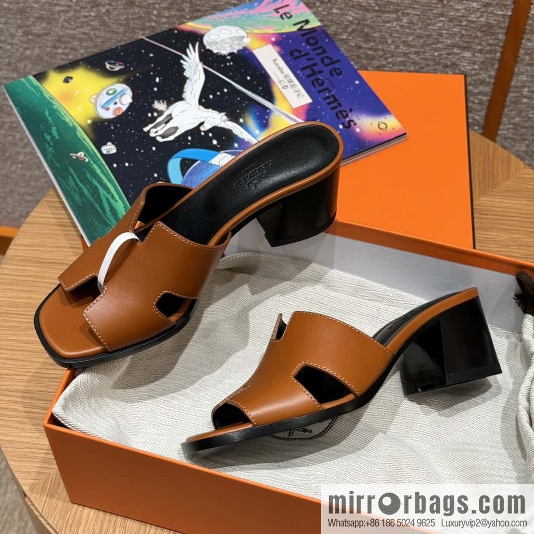 HERMES 308 Helia 60 Sandals, Calfskin/Natural/Naturel