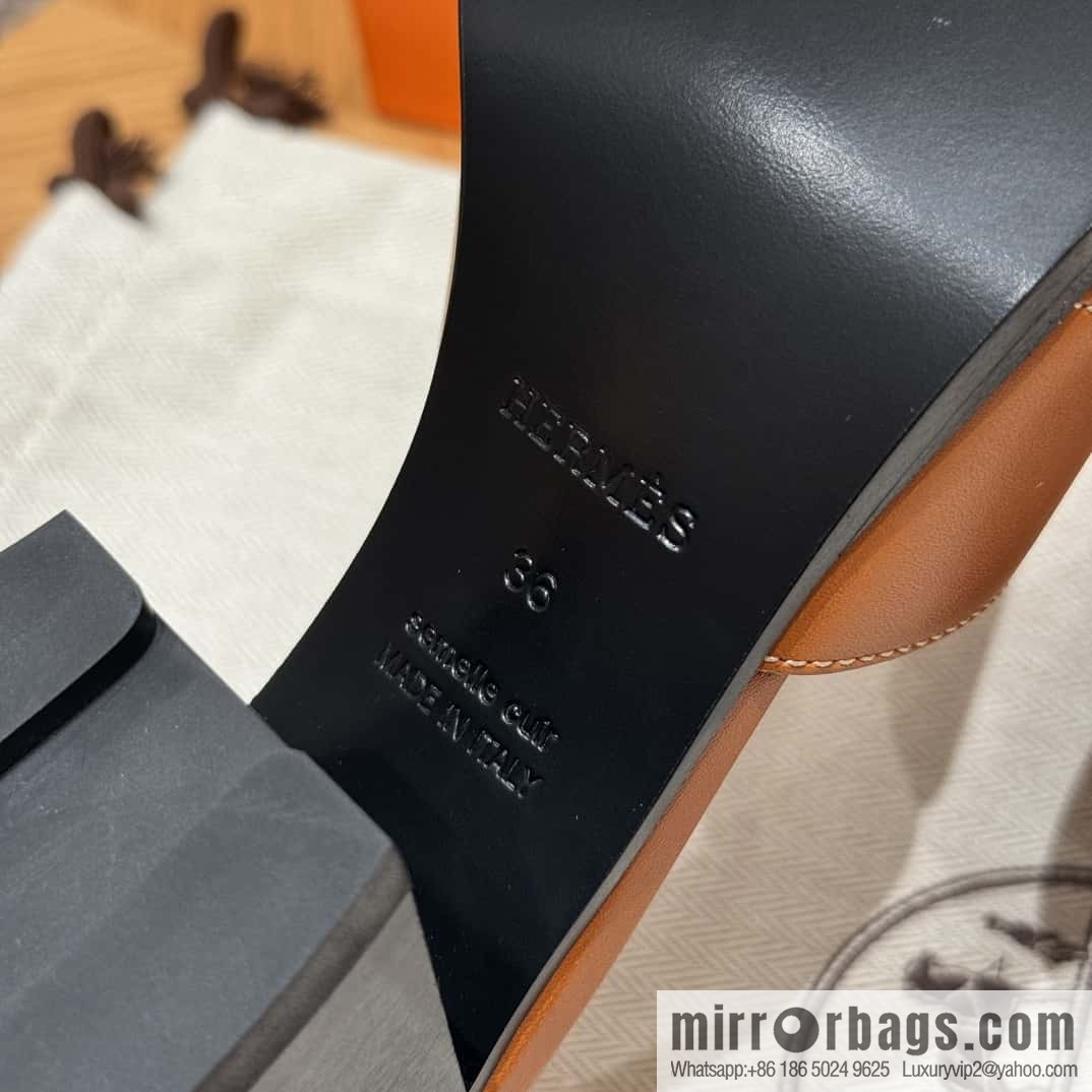 HERMES 308 Helia 60 Sandals, Calfskin/Natural/Naturel