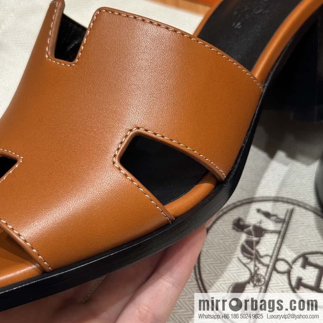 HERMES 308 Helia 60 Sandals, Calfskin/Natural/Naturel