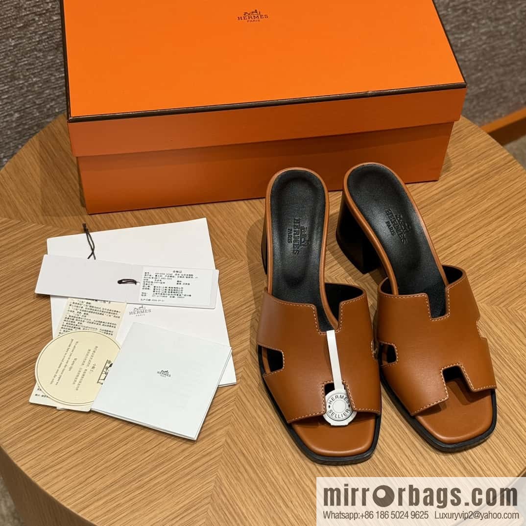 HERMES 308 Helia 60 Sandals, Calfskin/Natural/Naturel