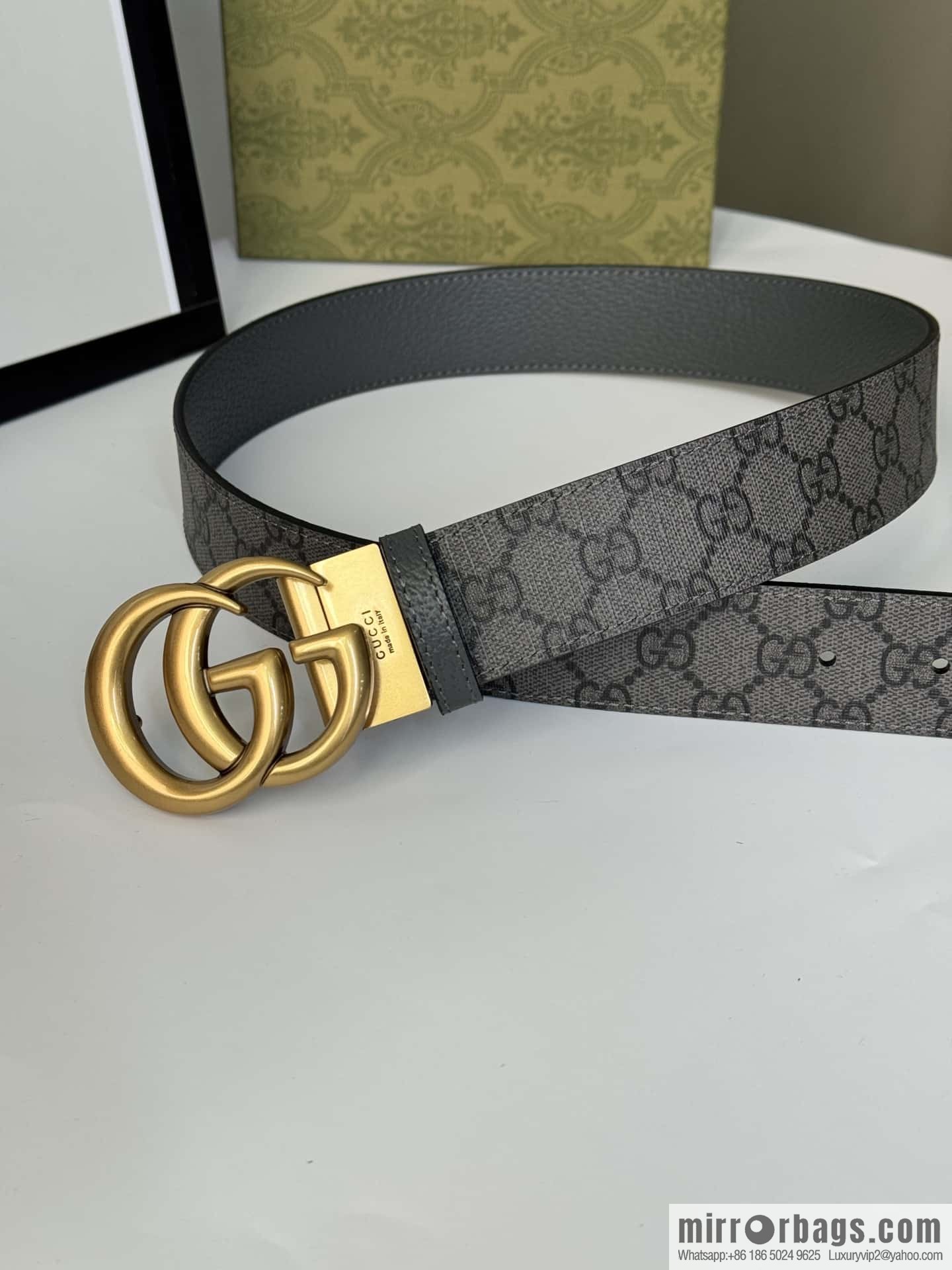 GUCCI double G retro rotary buckle with double-sided belt 3.7cm