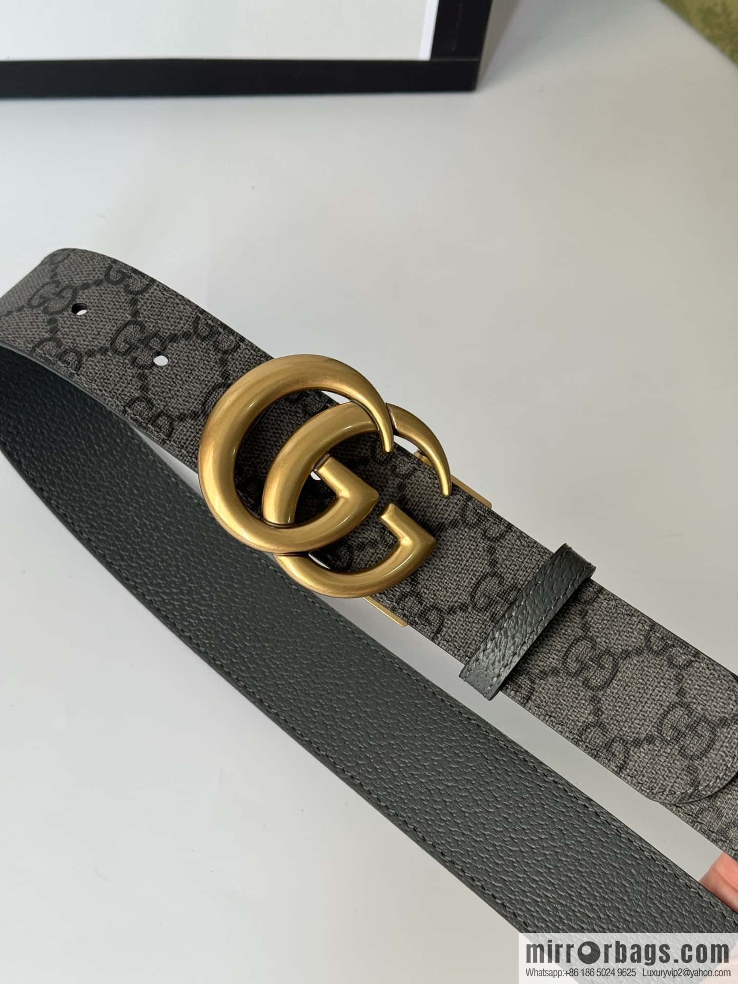 GUCCI double G retro rotary buckle with double-sided belt 3.7cm