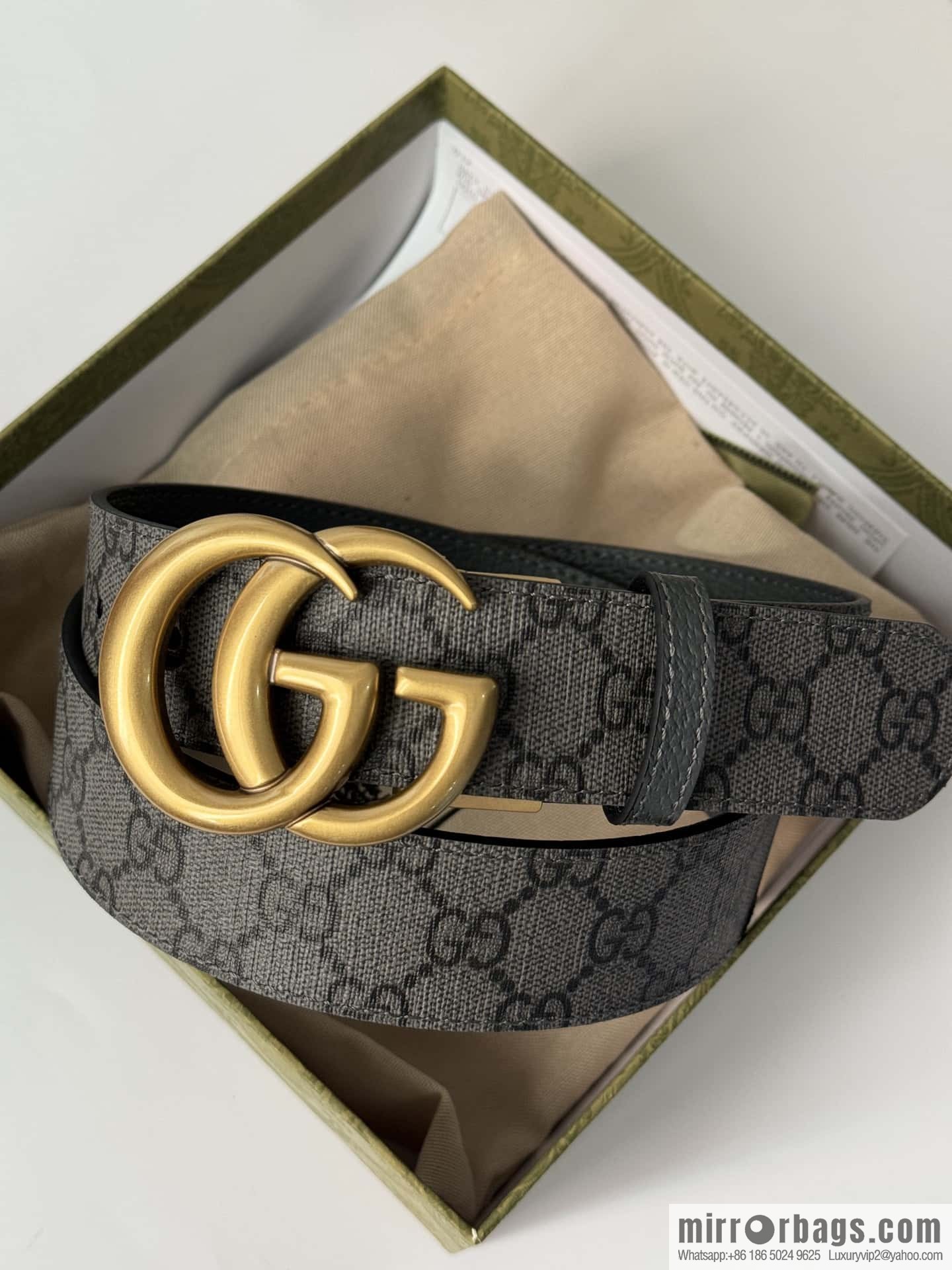 GUCCI double G retro rotary buckle with double-sided belt 3.7cm