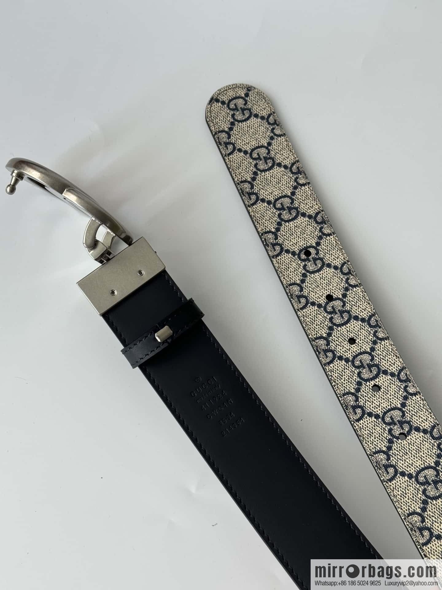 GUCCI double G retro rotary buckle with double-sided belt 3.7cm