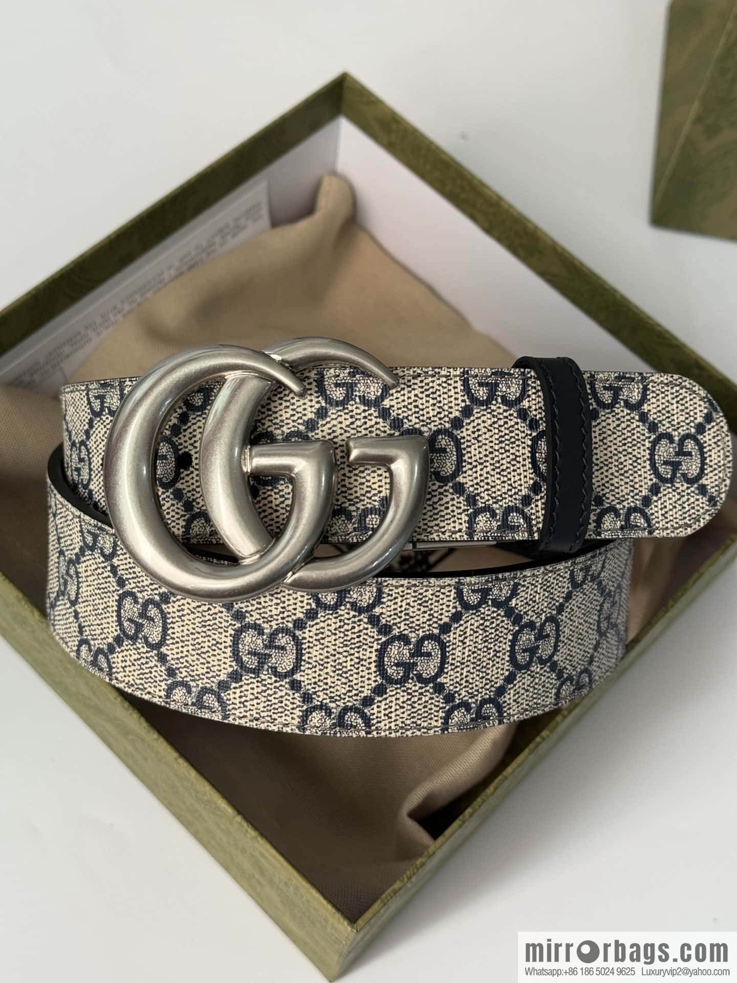GUCCI double G retro rotary buckle with double-sided belt 3.7cm