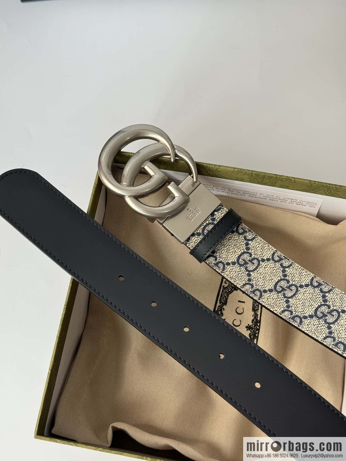 GUCCI double G retro rotary buckle with double-sided belt 3.7cm