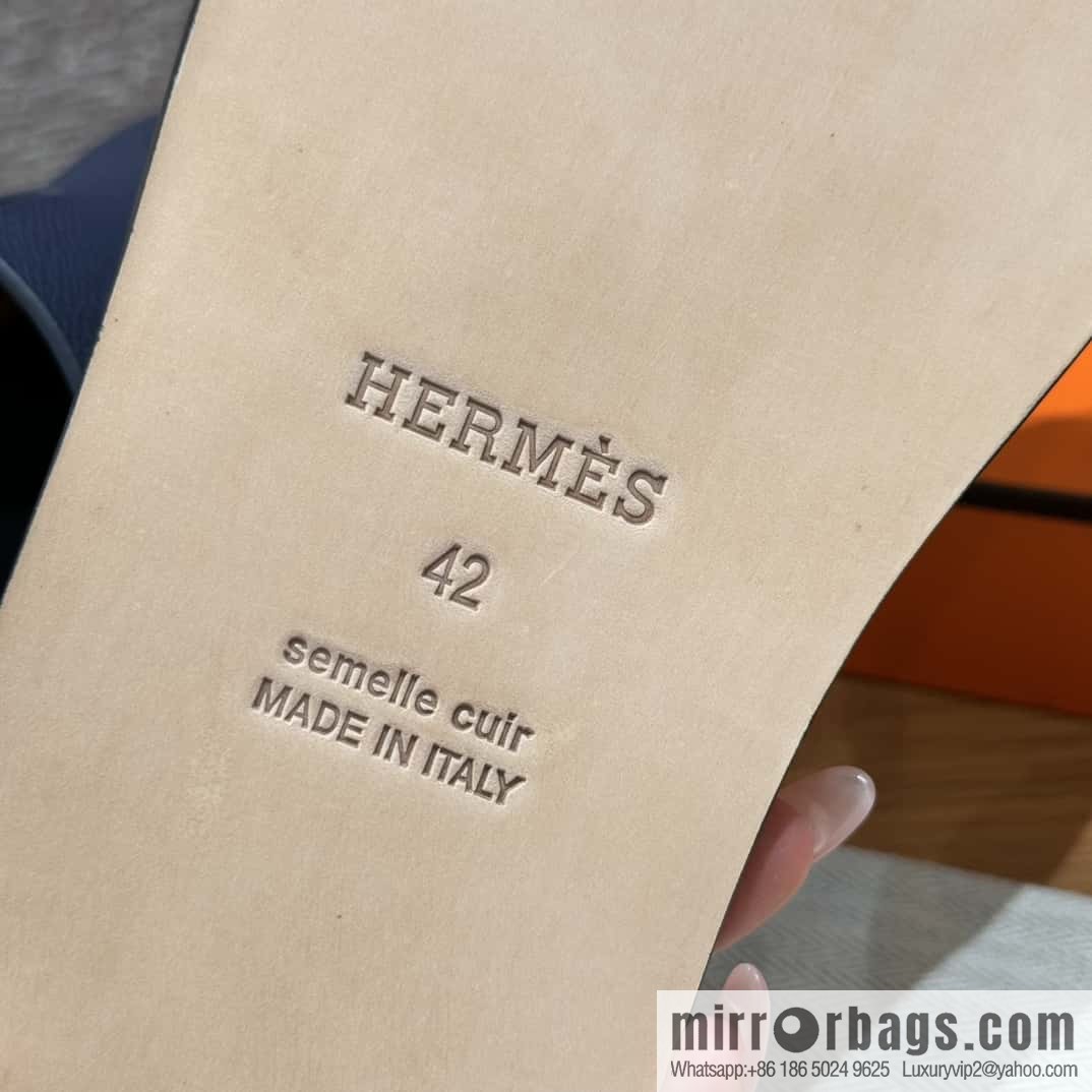 HERMES 182 -Lzmir Men's slippers Men's slippers, cowhide/Epsom Navy/7U/Blue Navy