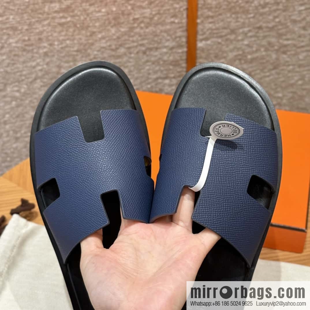HERMES 182 -Lzmir Men's slippers Men's slippers, cowhide/Epsom Navy/7U/Blue Navy