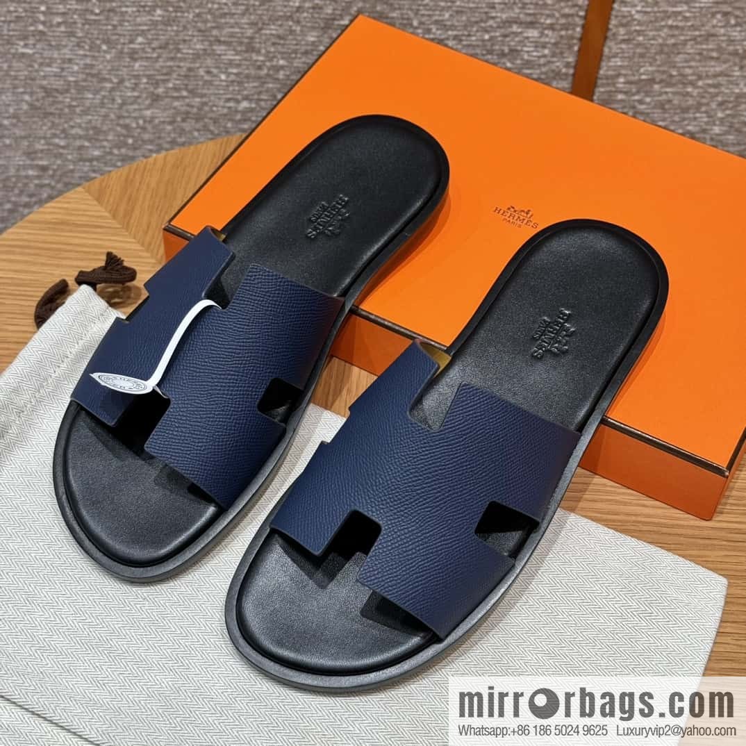 HERMES 182 -Lzmir Men's slippers Men's slippers, cowhide/Epsom Navy/7U/Blue Navy