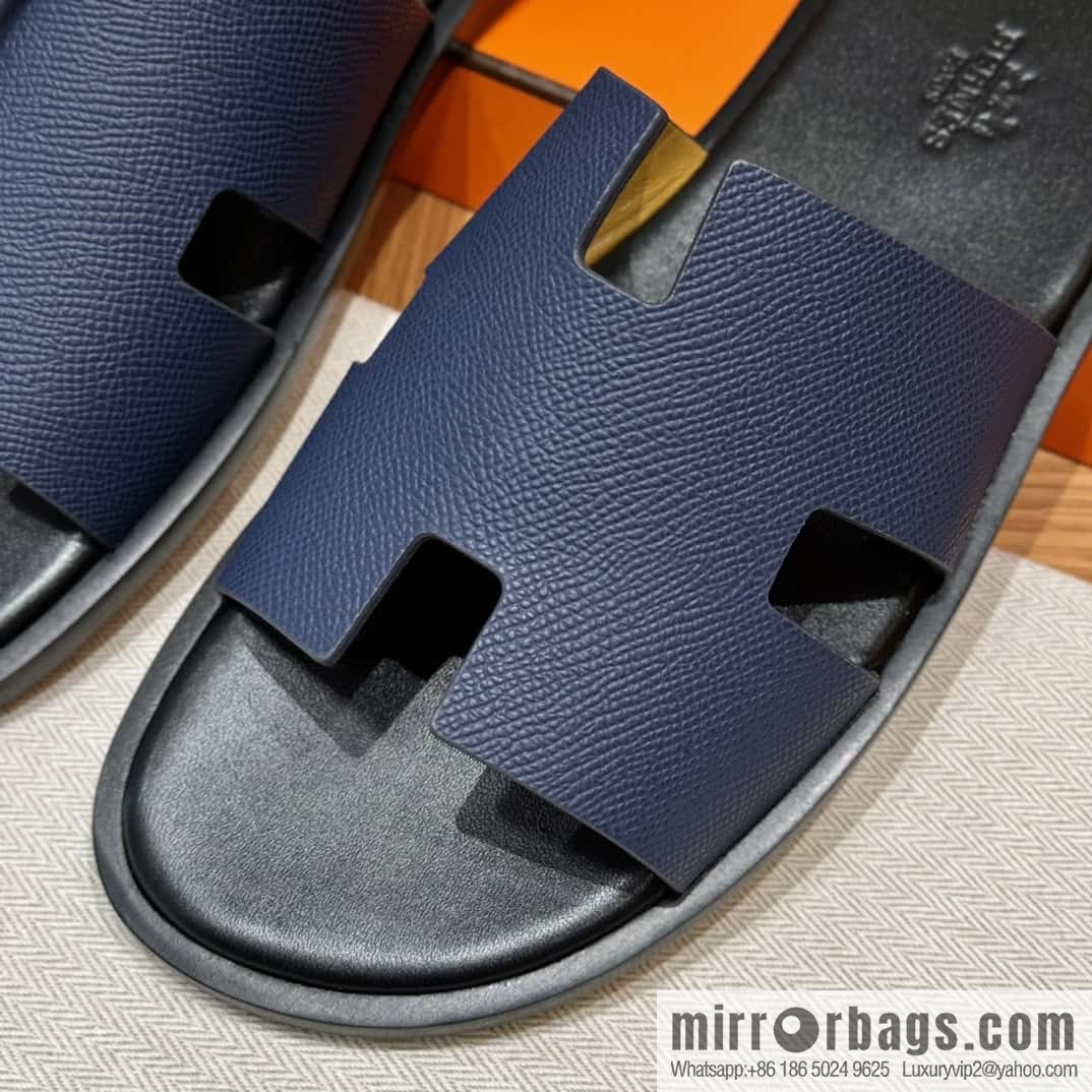 HERMES 182 -Lzmir Men's slippers Men's slippers, cowhide/Epsom Navy/7U/Blue Navy