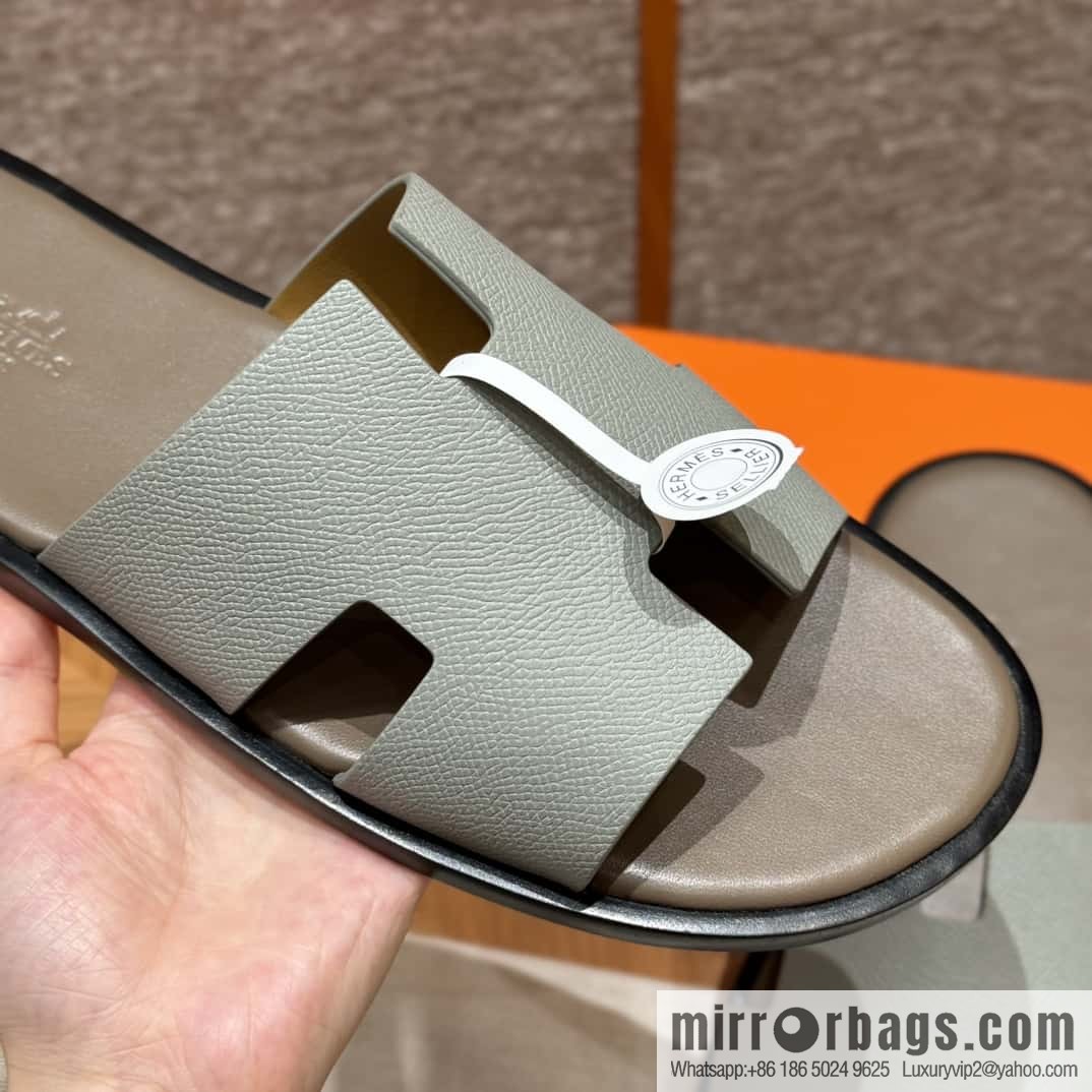HERMES 182 -Lzmir Men's slippers Men's slippers, cowhide/Epsom Glacier Blue/8U/Blueglacier/with bulk foot pads