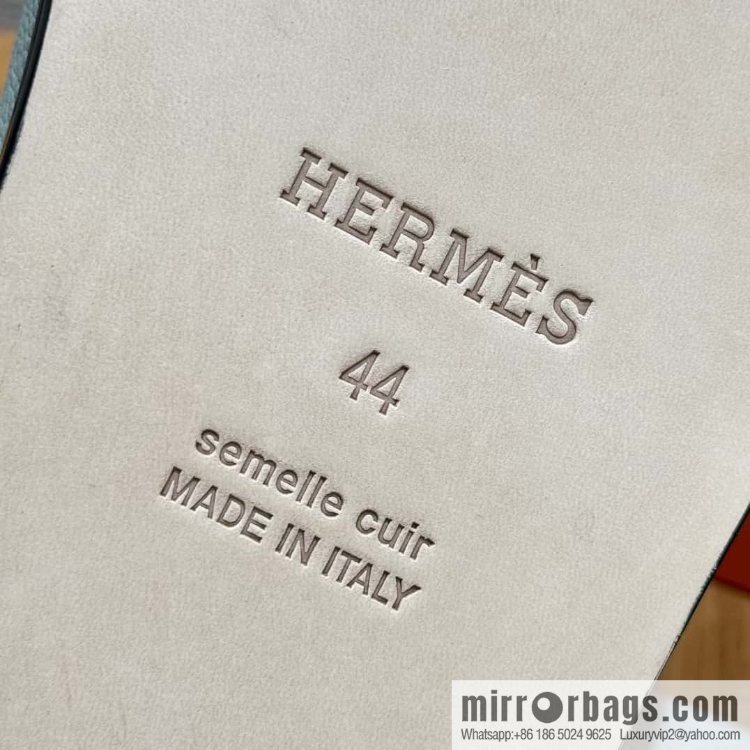 HERMES 182 -Lzmir Men's slippers Men's slippers, cowhide/Epsom Glacier Blue/8U/Blueglacier/with bulk foot pads