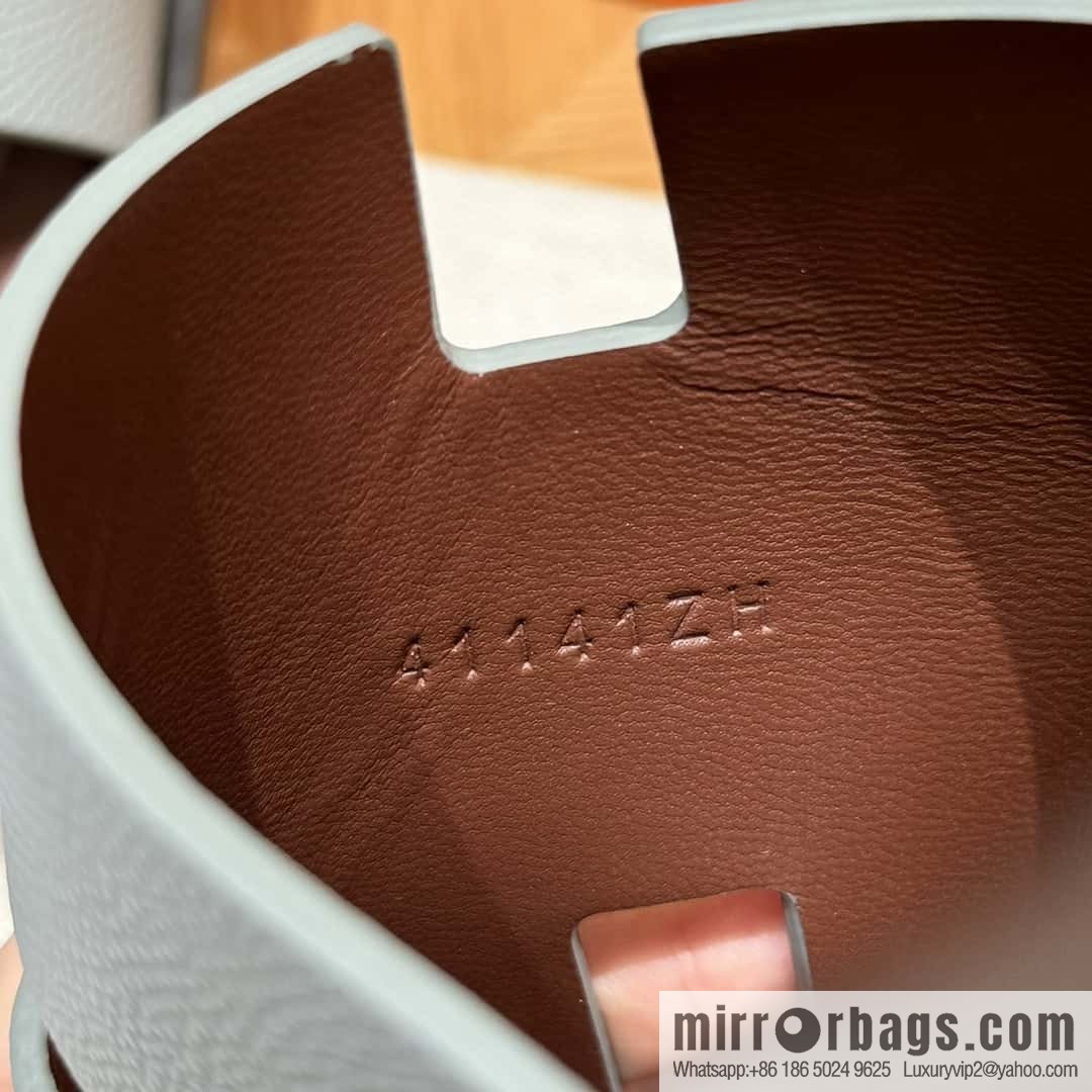 HERMES 182 Men's slippers Men's slippers Palmprint Calfskin/Epsom/Calfskin/Glacier ash