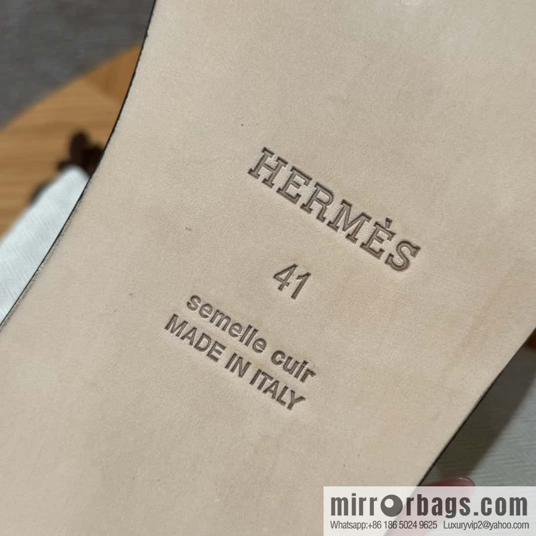 HERMES 182 -Lzmir Men's slippers, palm print calfskin/Epsom/Calfskin blue/8U/Blueglacier/with bulk foot pads
