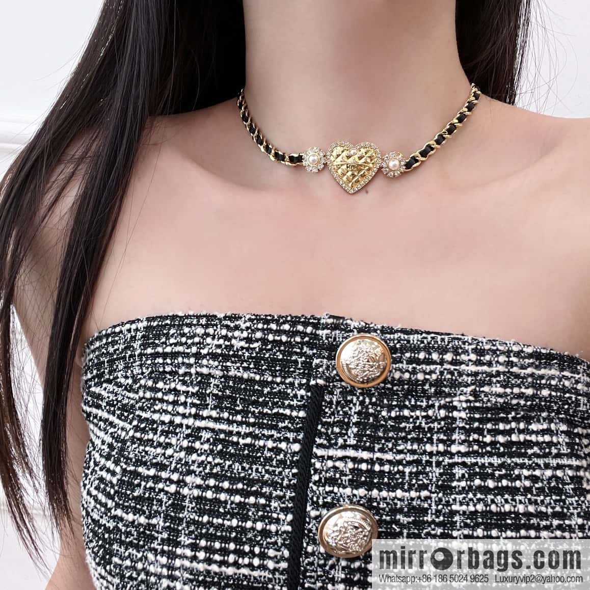 ❗️New ❗️ Chanel necklace ☀️ new ☑️ Chanel double c gold diamond peach heart love necklace ☀️
