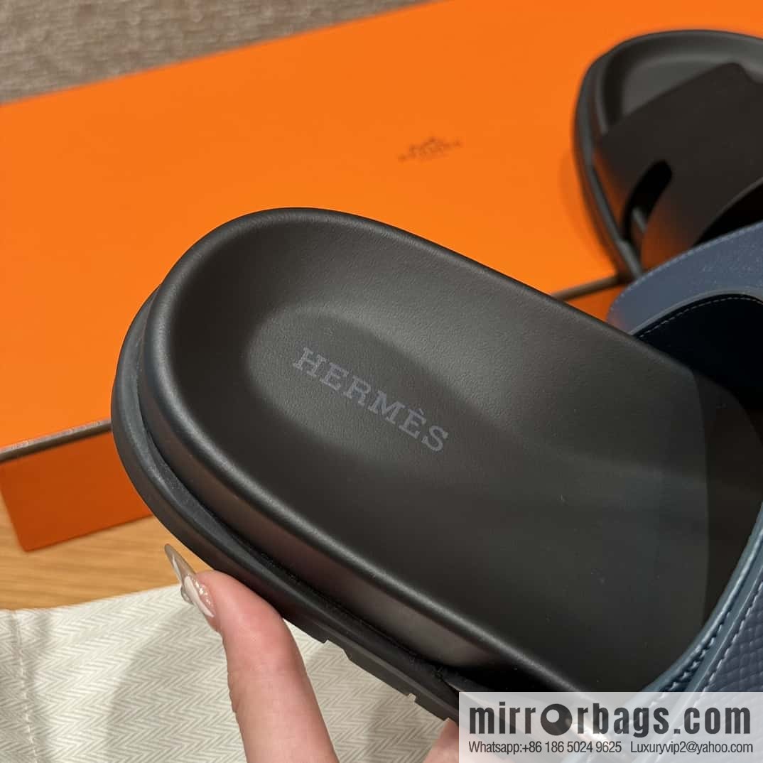 HERMES 180 CHYPRE SANDAL uncle shoes, suede/Chamois leather black/89/Black/dark blue/Dark blue