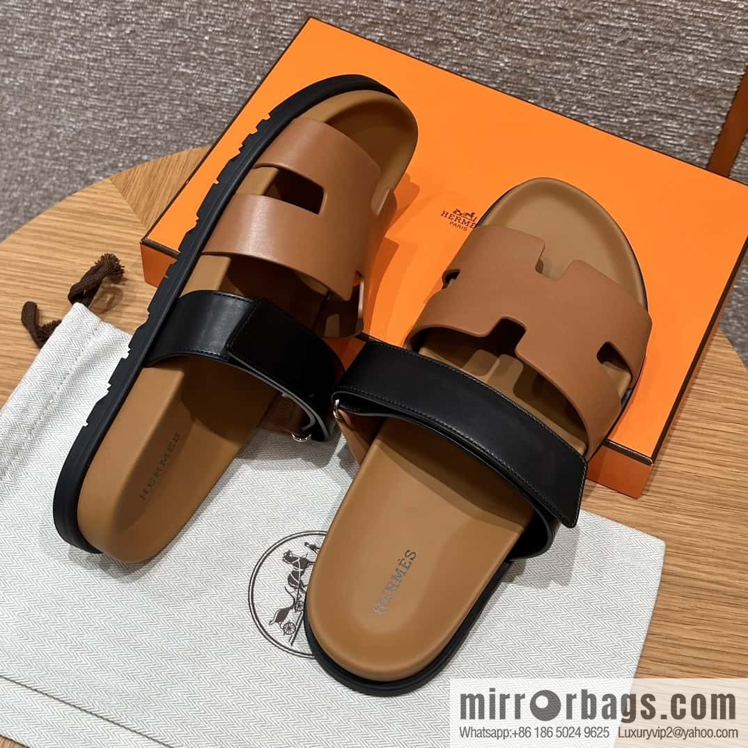 HERMES 180 CHYPRE SANDAL uncle shoes, lambskin/Natural lambskin lininh/Naturel/black/89/Black