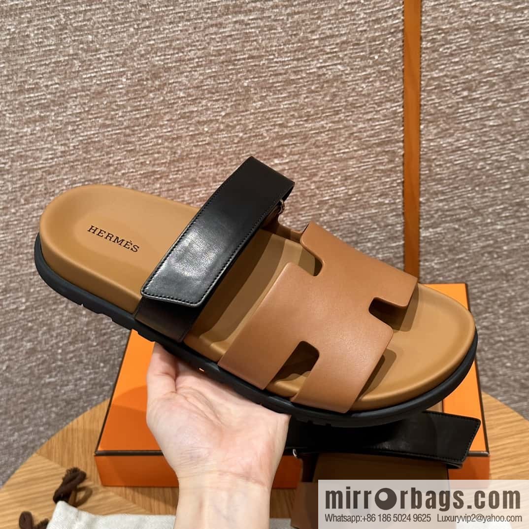 HERMES 180 CHYPRE SANDAL uncle shoes, lambskin/Natural lambskin lininh/Naturel/black/89/Black