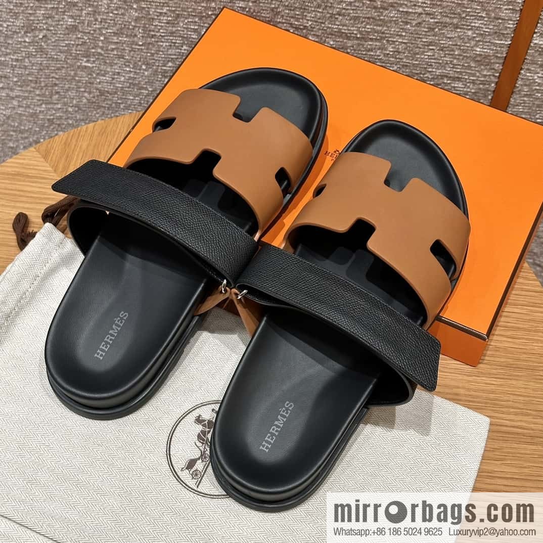 HERMES 180 CHYPRE SANDAL uncle shoes, lambskin/Natural lambskin lininh/palm print/Epsom natural color/Naturel/black/89/Black
