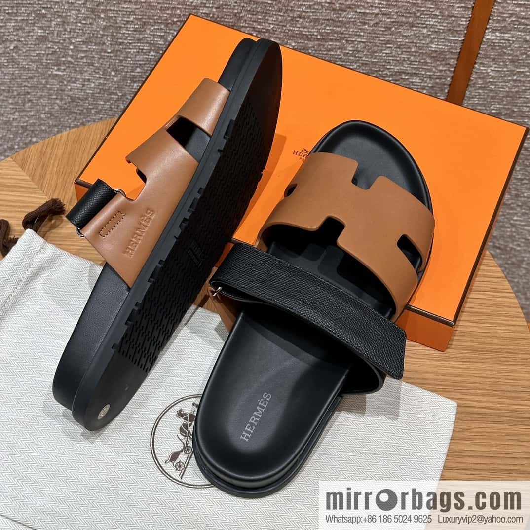 HERMES 180 CHYPRE SANDAL uncle shoes, lambskin/Natural lambskin lininh/palm print/Epsom natural color/Naturel/black/89/Black