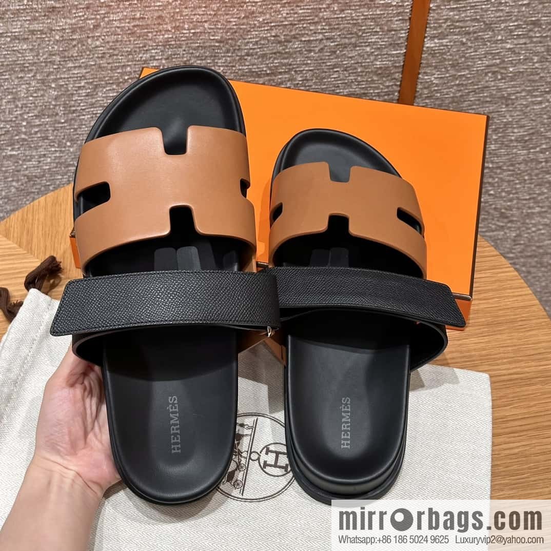 HERMES 180 CHYPRE SANDAL uncle shoes, lambskin/Natural lambskin lininh/palm print/Epsom natural color/Naturel/black/89/Black