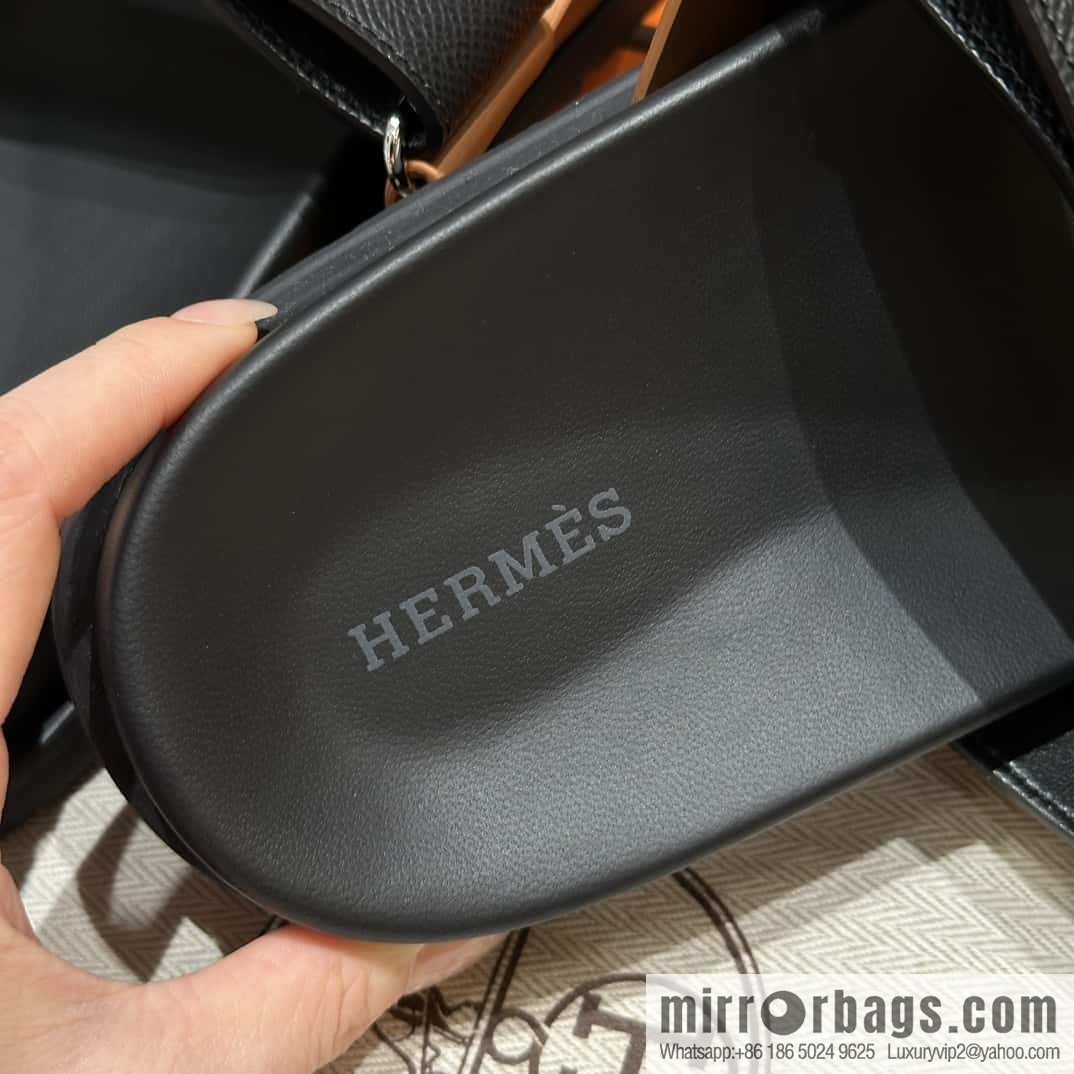 HERMES 180 CHYPRE SANDAL uncle shoes, lambskin/Natural lambskin lininh/palm print/Epsom natural color/Naturel/black/89/Black