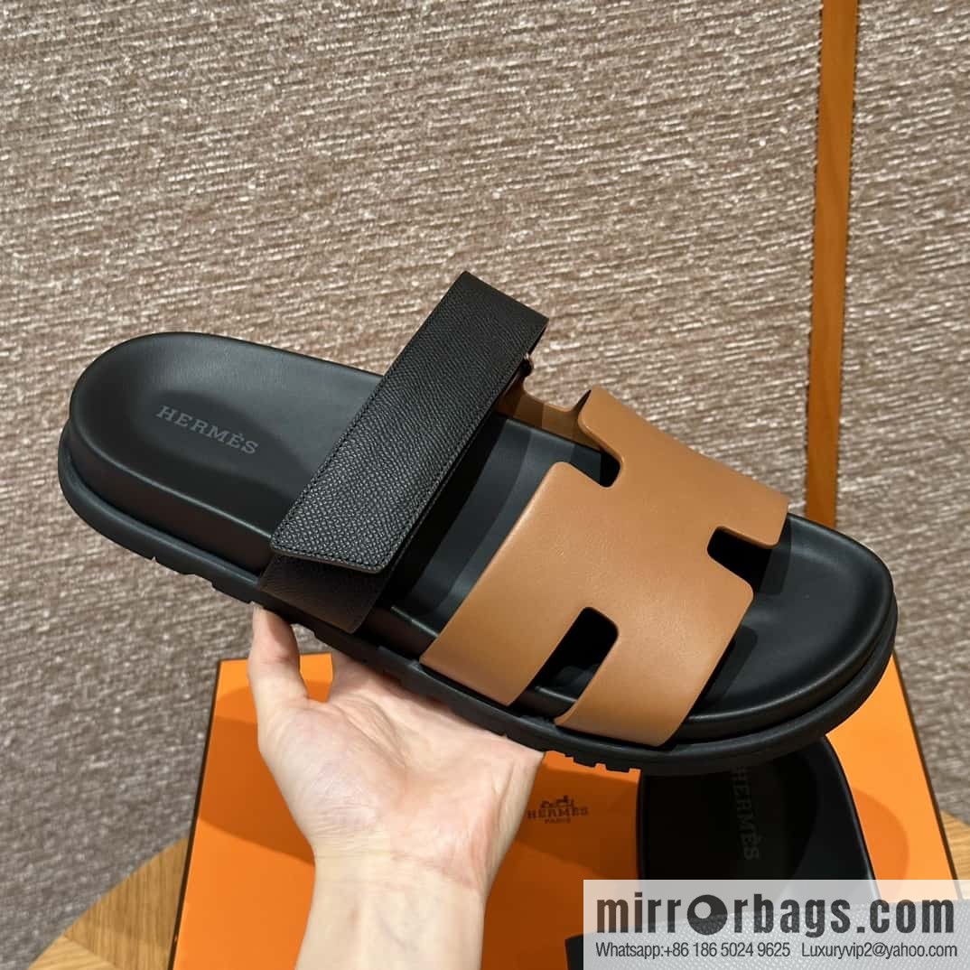 HERMES 180 CHYPRE SANDAL uncle shoes, lambskin/Natural lambskin lininh/palm print/Epsom natural color/Naturel/black/89/Black