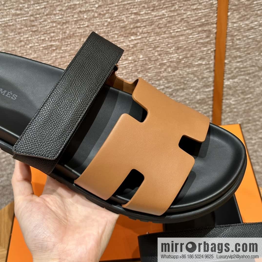 HERMES 180 CHYPRE SANDAL uncle shoes, lambskin/Natural lambskin lininh/palm print/Epsom natural color/Naturel/black/89/Black