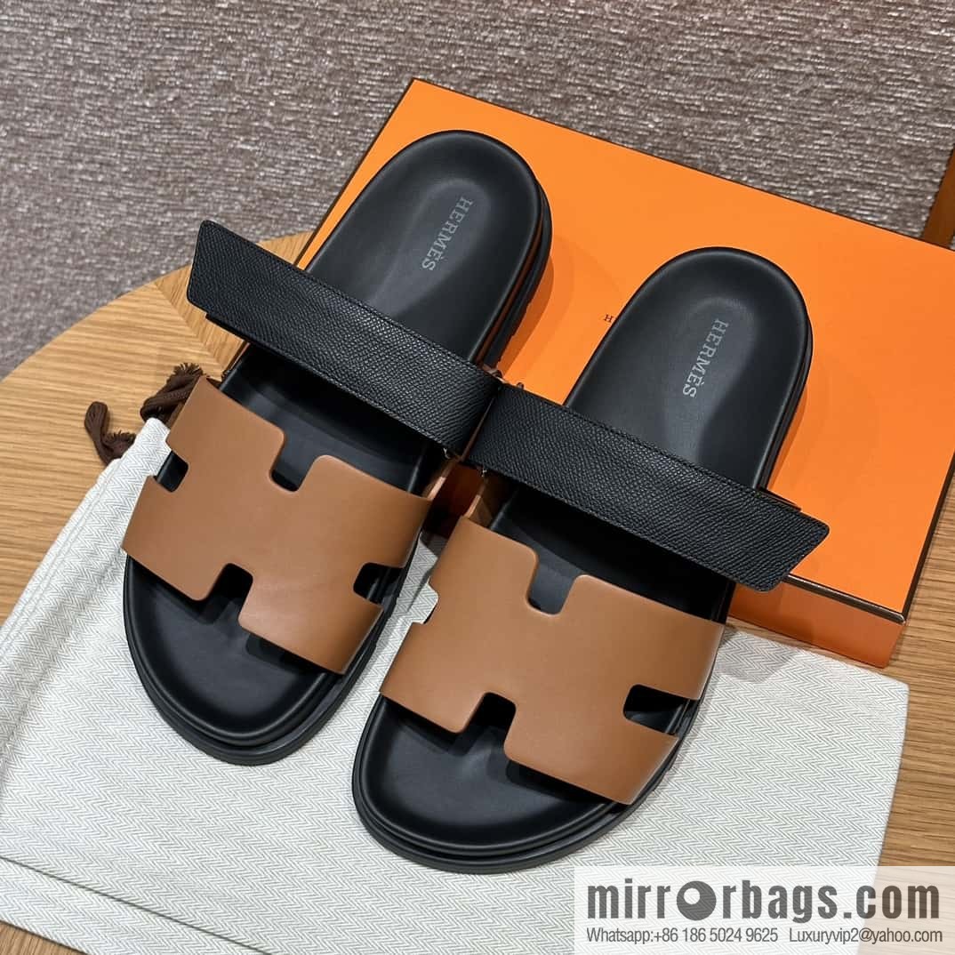 HERMES 180 CHYPRE SANDAL uncle shoes, lambskin/Natural lambskin lininh/palm print/Epsom natural color/Naturel/black/89/Black