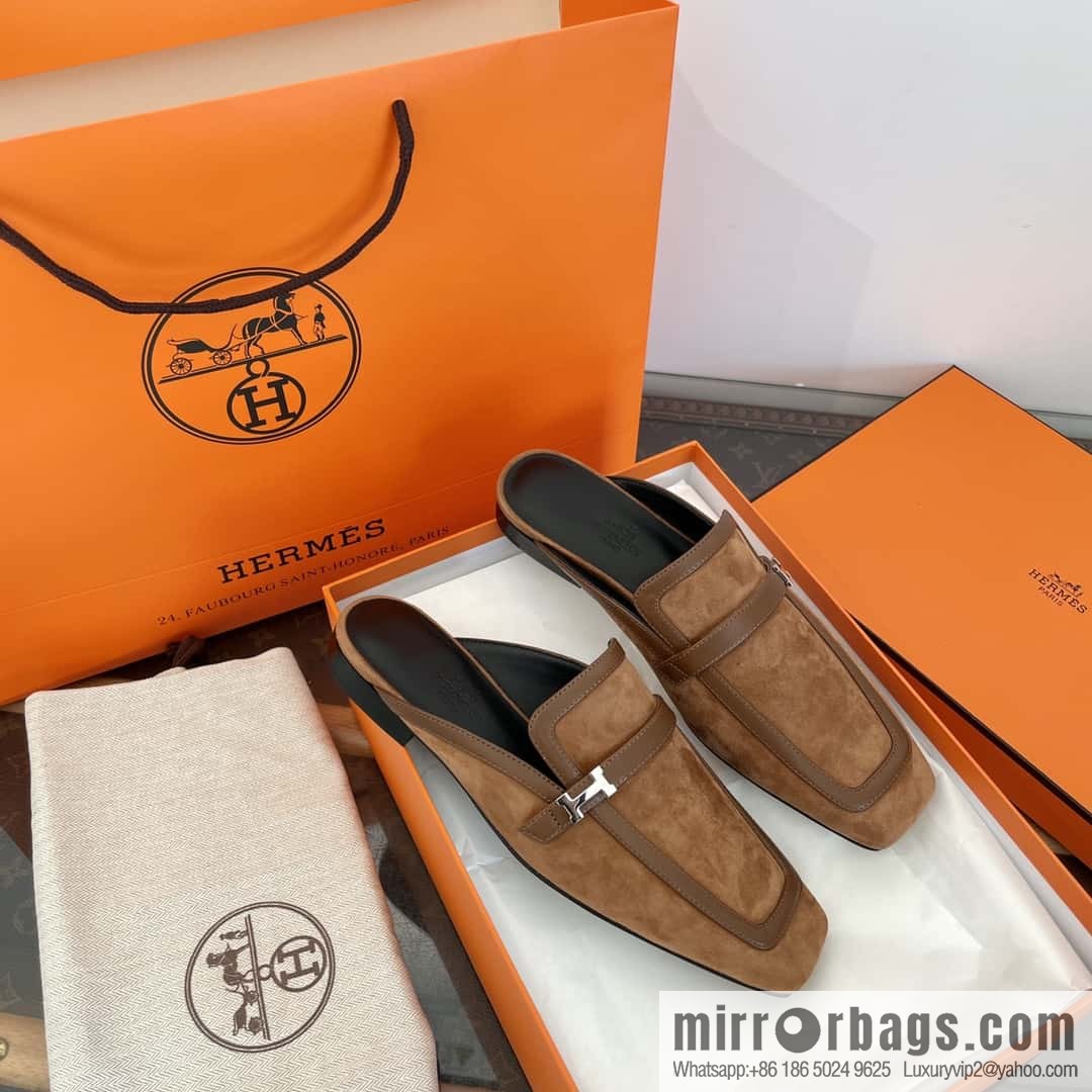 Purchasing grade 🐎 𝐇𝐄𝐑*𝐄𝐒|| Love Horse Replica Luxury Handbag Square Head Small Button Muller Half Slippers