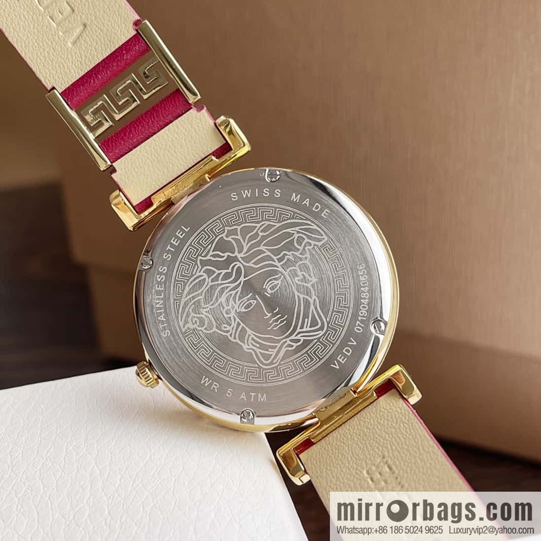 Versace Black Gold Quartz Ladies Watch 34mm PALAZZO Classic Series