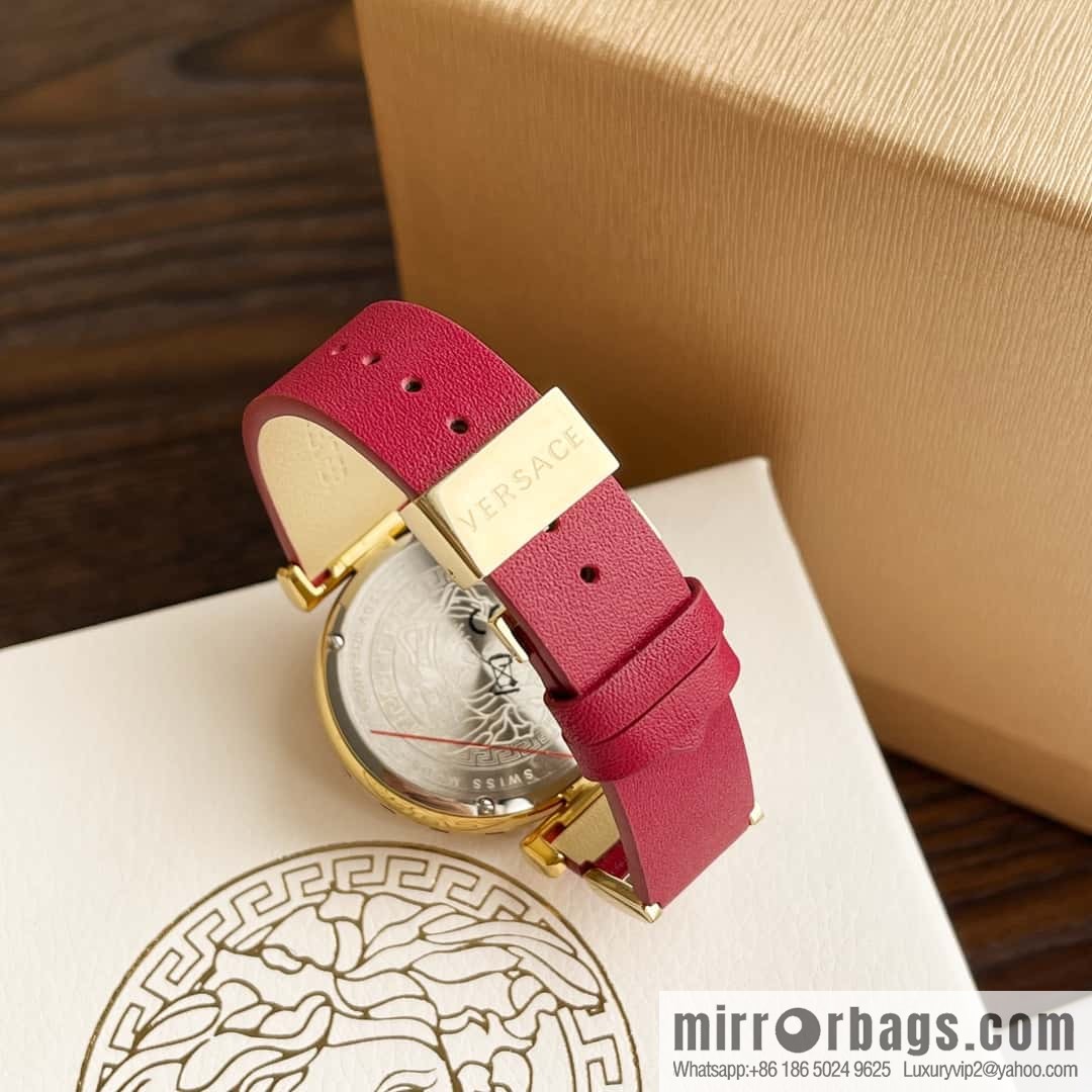 Versace Black Gold Quartz Ladies Watch 34mm PALAZZO Classic Series
