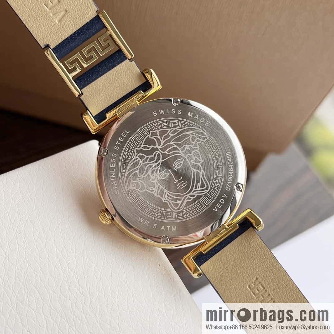 Versace Black Gold Quartz Ladies Watch 34mm PALAZZO Classic Series