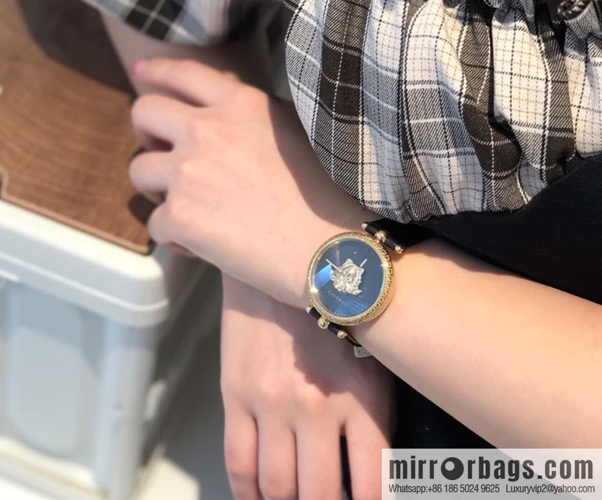 Versace Black Gold Quartz Ladies Watch 34mm PALAZZO Classic Series