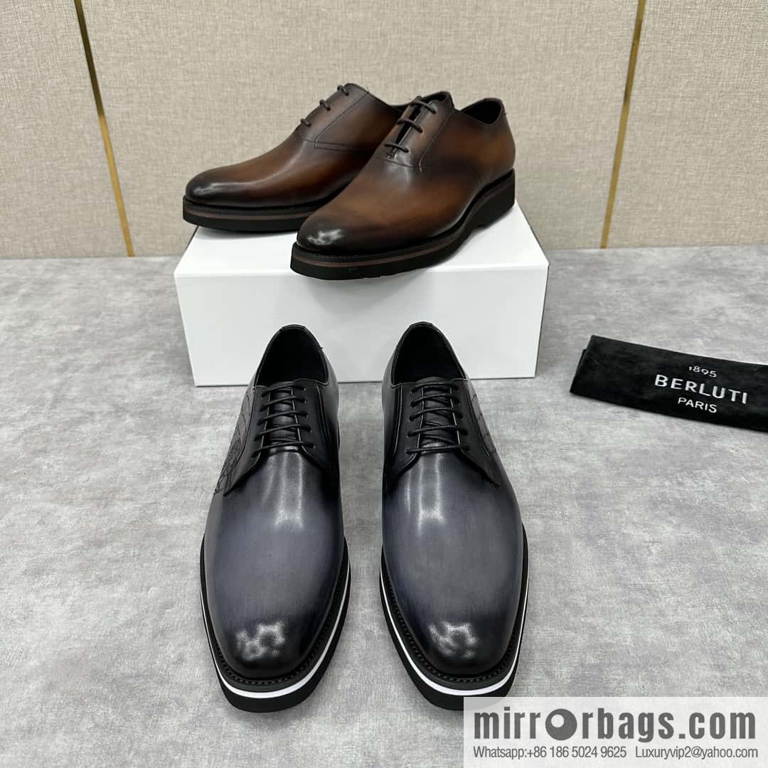 π π BERLUT New Alessio leather oxfords, men's platform shoes