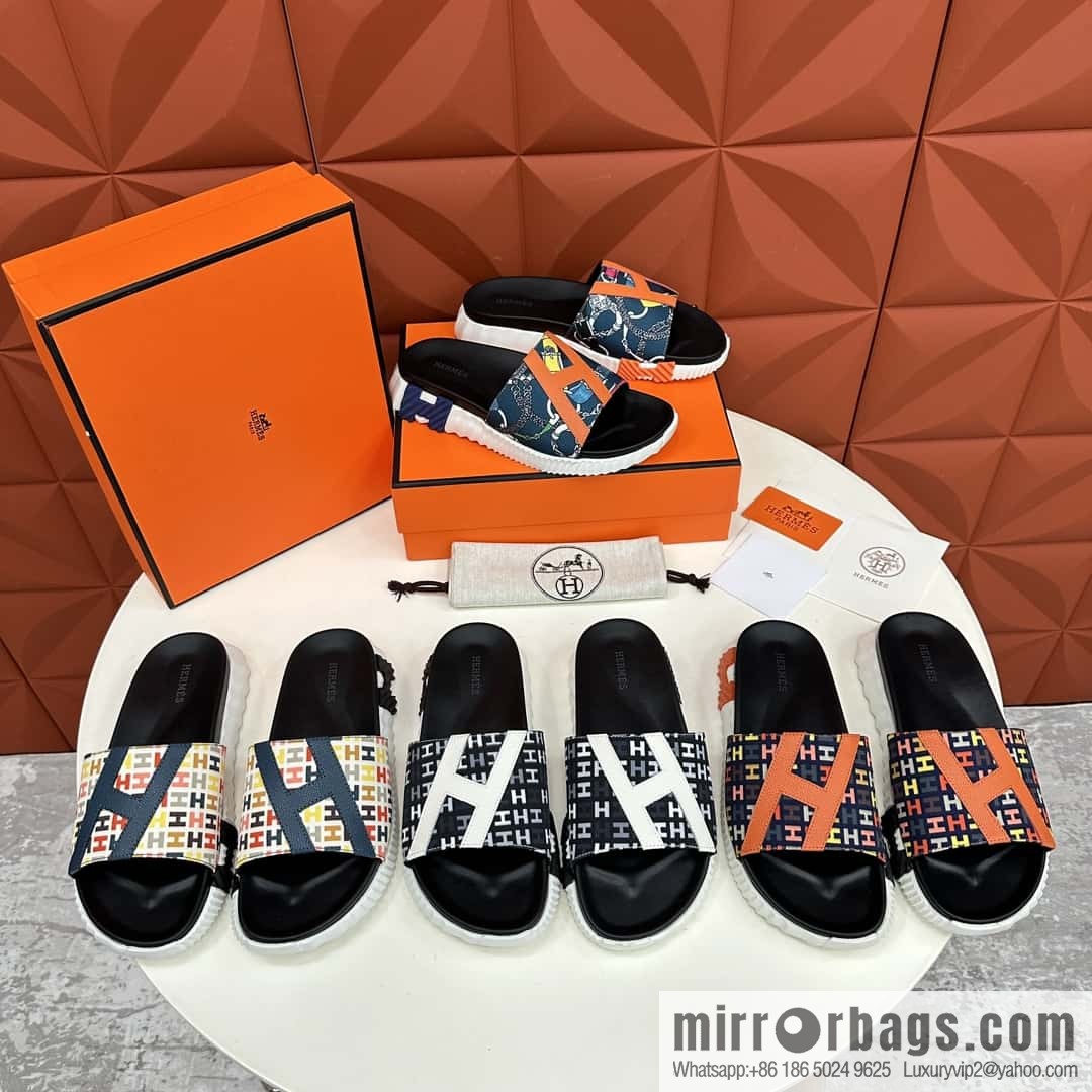 💋💍 H new cross slippers Hermès * Hermès-Shi, the latest classic men's Electric slippers