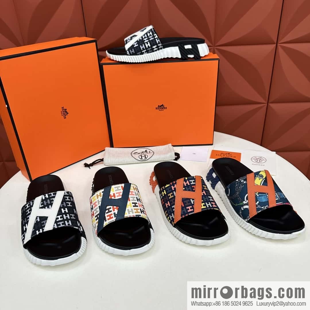 💋💍 H new cross slippers Hermès * Hermès-Shi, the latest classic men's Electric slippers